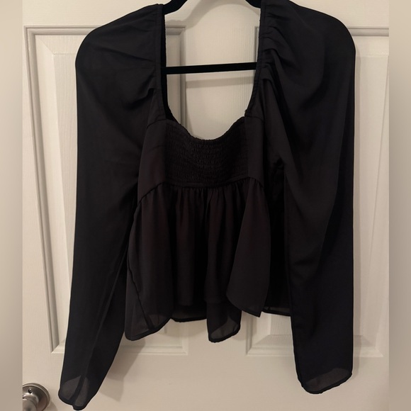 NWT Long Sleeve Black Semi Sheer Abercrombie & Fitch Blouse size Small - Picture 2 of 14